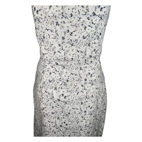 Gap White Grey Black Floral Linen Bib Front Button Down Dress w Pockets 16 Tall - Picture 7 of 9